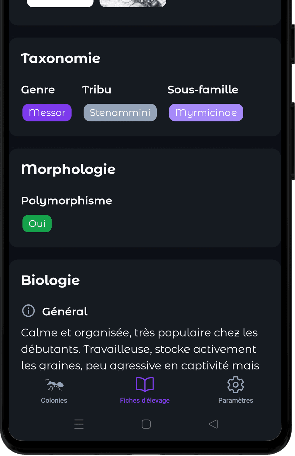 Toutes les fiches d'élevage