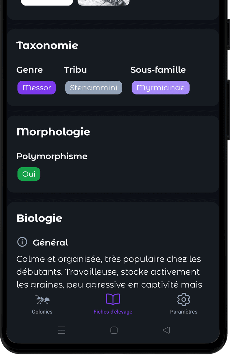 Toutes les fiches d'élevage